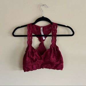 Free People Galloon Lace Bralette in Red Size Medium